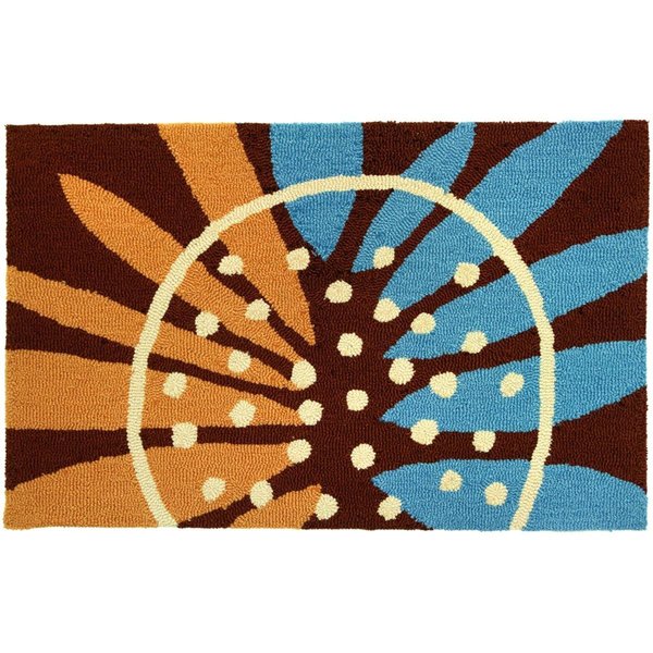 H2H 22 in x 34 in Accents Painted Sunflower Indoor Rug Brown H2309878